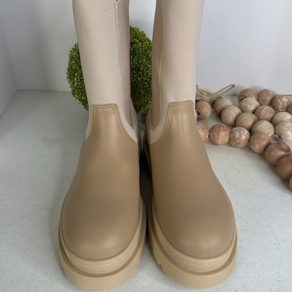 SCOTCH & SODA Made In Portugal Leather High Top Chelsea Boots Light sand 41/8.5 - Picture 3 of 12